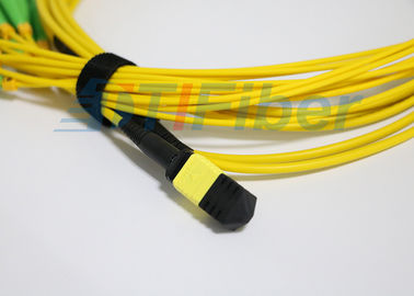 Kuning 12 Inti MPO Ke FC Kabel Serat Optik Patch Untuk Jaringan Telekomunikasi
